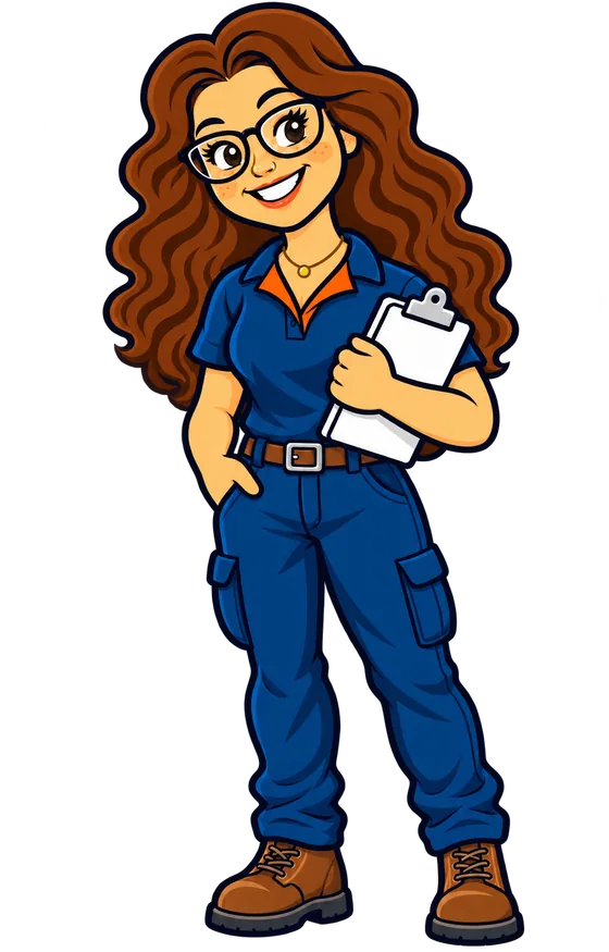 Keni holding a clipboard